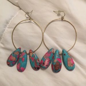 Anthropologie Hoop Stone Earrings